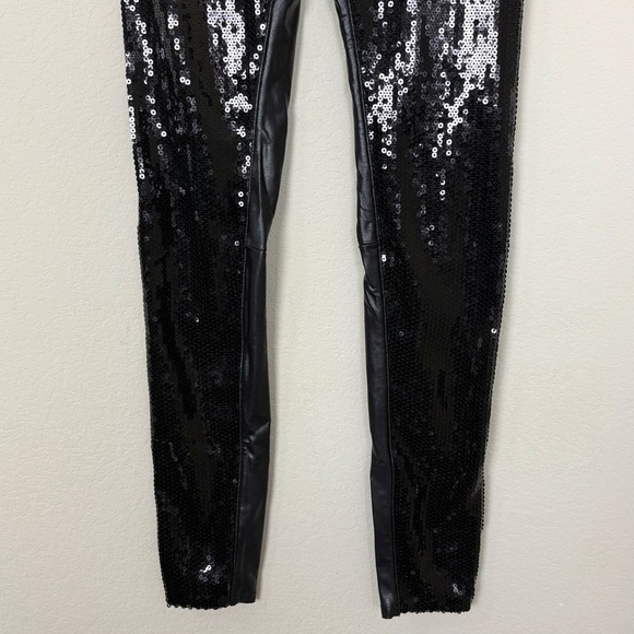 SPANX Sequined Faux-Leather Black Leggings Size Small - Picture 7 of 15